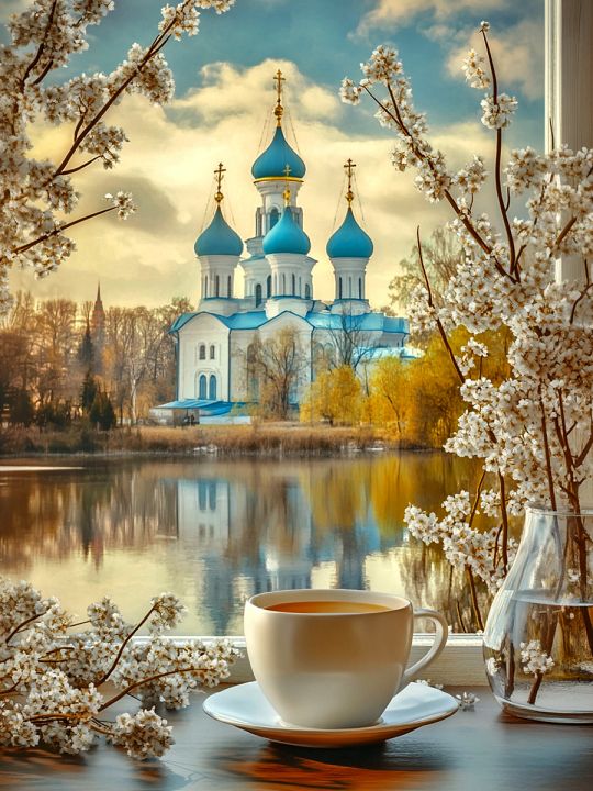 Алмазная мозаика без подрамника «Воскресное утро» 50x40 см, 48 цветов