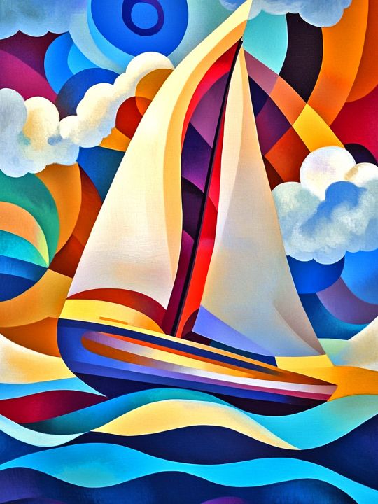 Алмазная мозаика без подрамника «Под парусом» 50x40 см