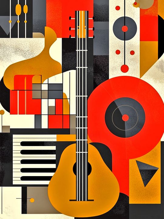 Алмазная мозаика без подрамника «Кубизм и музыка» 50x40 см