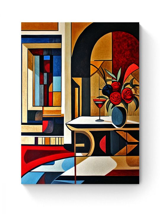 Алмазная мозаика на подрамнике «Букет на столе» 50x40 см