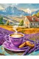 Алмазная мозаика без подрамника «Лавандовый кофе» 130x100 см