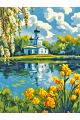 Алмазная мозаика без подрамника «Церковь у озера» 50x40 см