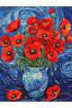 Алмазная мозаика без подрамника «Букет маков» 50x40 см