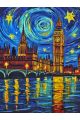 Алмазная мозаика без подрамника «Ночь в Лондоне» 130x100 см