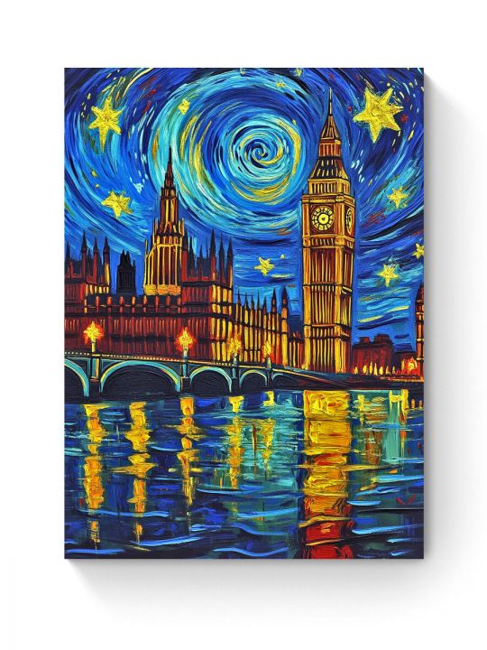 Алмазная мозаика на подрамнике «Ночь в Лондоне» 50x40 см