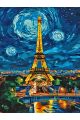 Алмазная мозаика без подрамника «Ночь в Париже» 25x20 см
