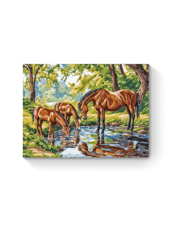 Алмазная мозаика на подрамнике «Водопой в лесу» 50x40 см
