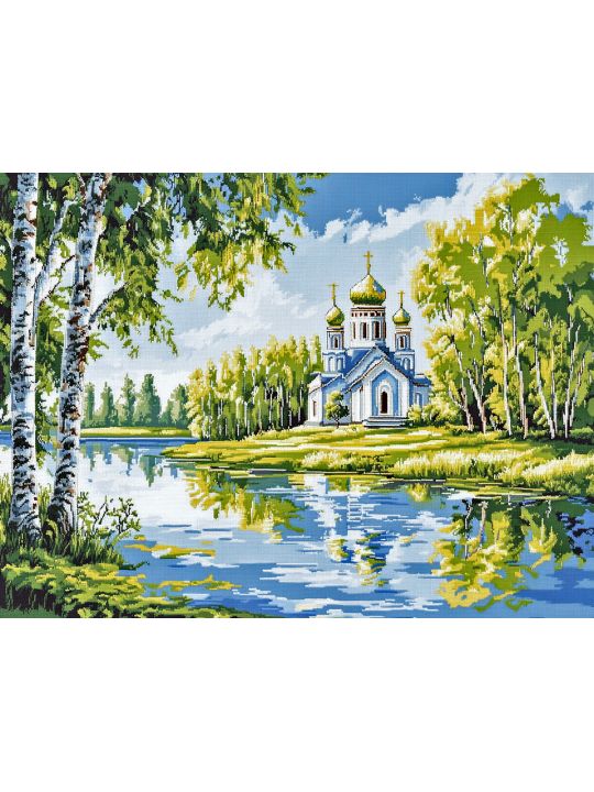 Алмазная мозаика без подрамника «Храм на холме» 50x40 см