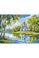 Алмазная мозаика без подрамника «Храм на холме» 50x40 см