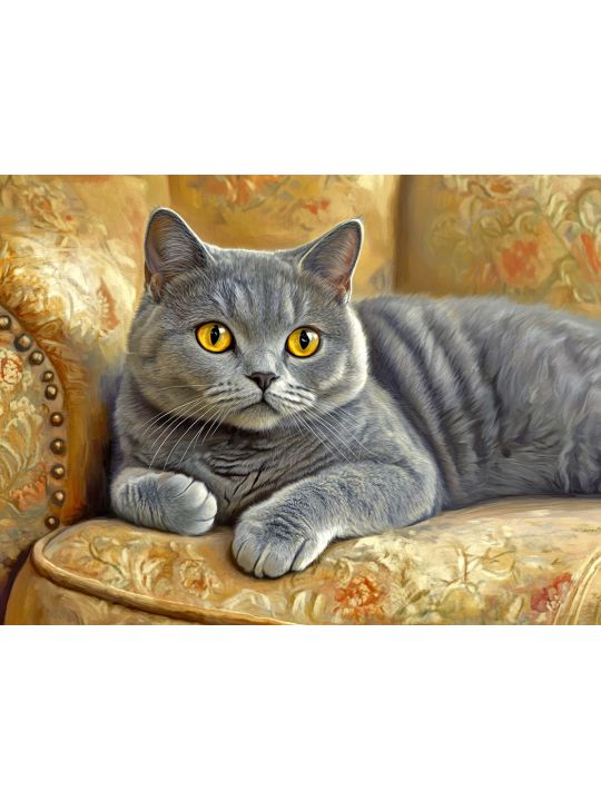 Алмазная мозаика без подрамника «Кот британец» 50x40 см