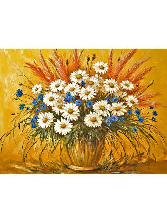 Алмазная мозаика без подрамника «Полевые цветы» 50x40 см