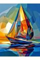 Алмазная мозаика без подрамника «Море парусник» 25x20 см