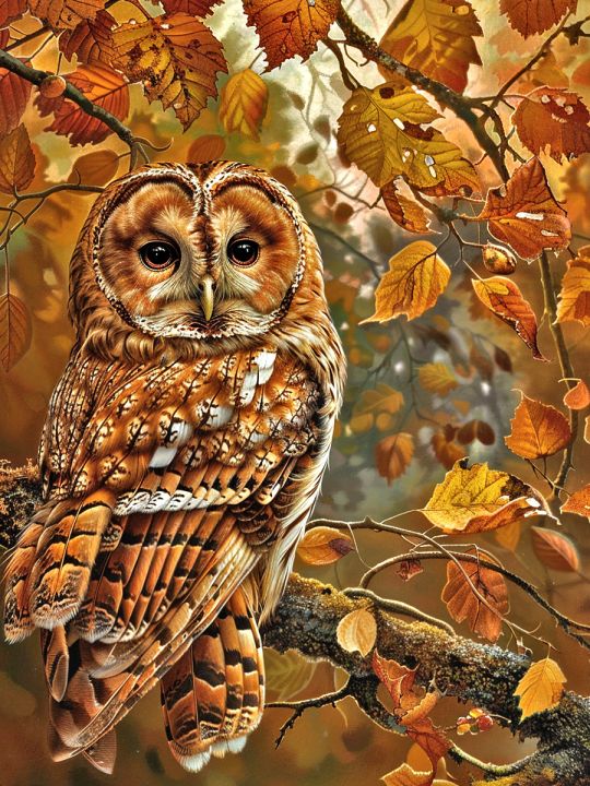 Алмазная мозаика без подрамника «Совушка» 50x40 см, 50 цветов