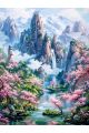 Алмазная мозаика без подрамника «Сакура в горах» 40x30 см