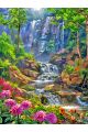 Алмазная мозаика без подрамника «Водопад и цветы» 50x40 см