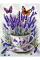 Алмазная мозаика без подрамника «Чашечка лаванды» 25x20 см