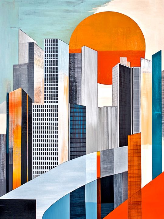 Алмазная мозаика без подрамника «Рассвет и город» 50x40 см
