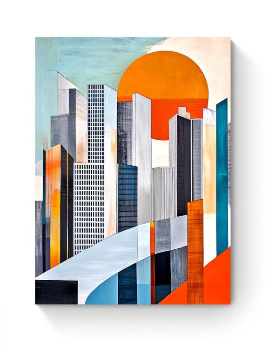 Алмазная мозаика на подрамнике «Рассвет и город» 50x40 см