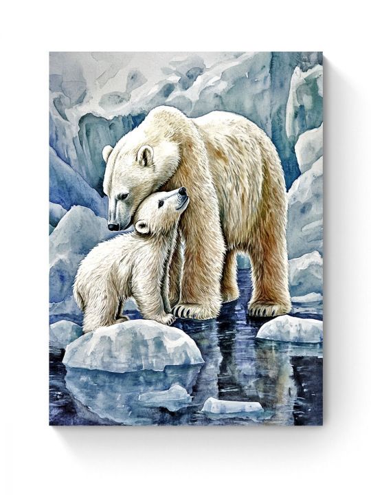 Алмазная мозаика на подрамнике «Белые медведи» 50x40 см, 50 цветов