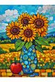 Алмазная мозаика без подрамника «Подсолнухи» 50x40 см