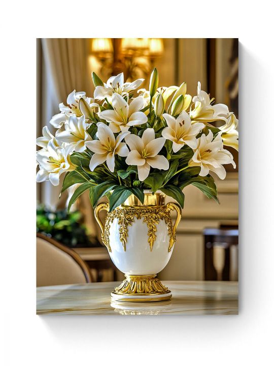 Алмазная мозаика на подрамнике «Букет лилий» 40x30 см, 50 цветов