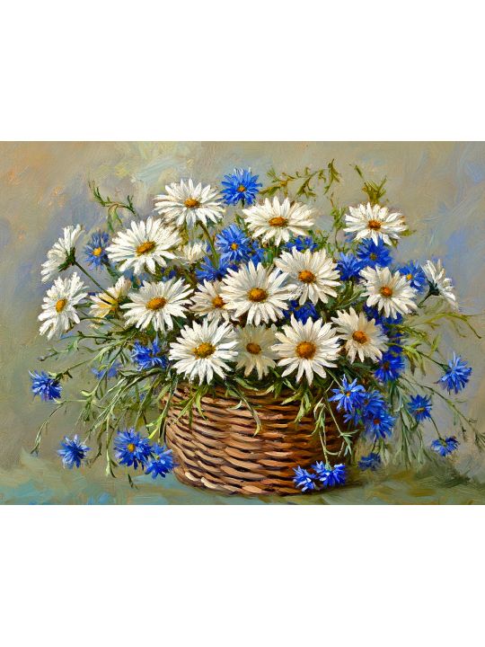 Алмазная мозаика без подрамника «Цветы России» 50x40 см