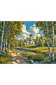 Алмазная мозаика без подрамника «Церковь в роще» 50x40 см
