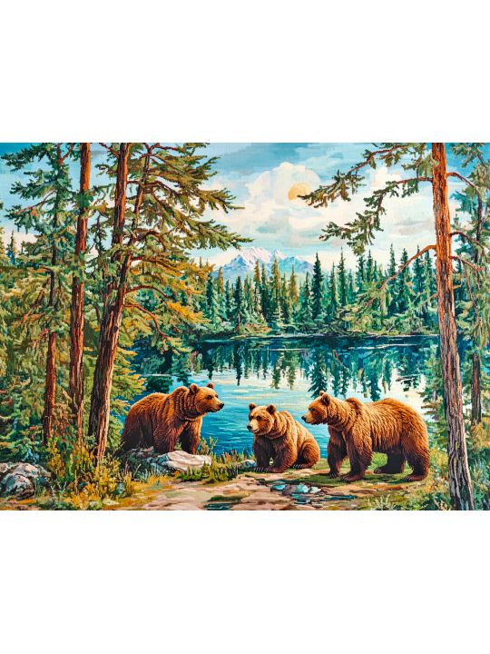 Алмазная мозаика без подрамника «Три медведя» 130x100 см