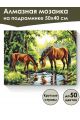 Алмазная мозаика на подрамнике «Лошади у воды» 50x40 см