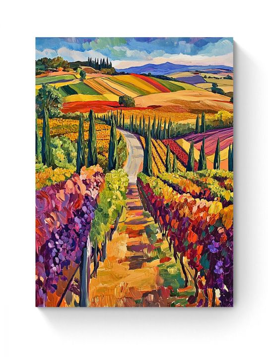 Алмазная мозаика на подрамнике «Виноградники» 50x40 см