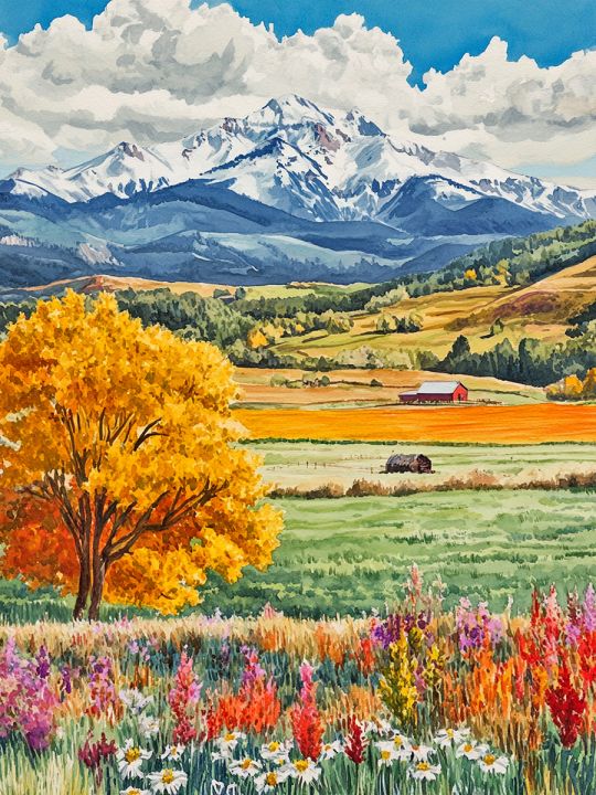 Алмазная мозаика без подрамника «Горный пейзаж» 50x40 см