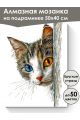 Алмазная мозаика на подрамнике «Разноглазый кот» 50x40 см