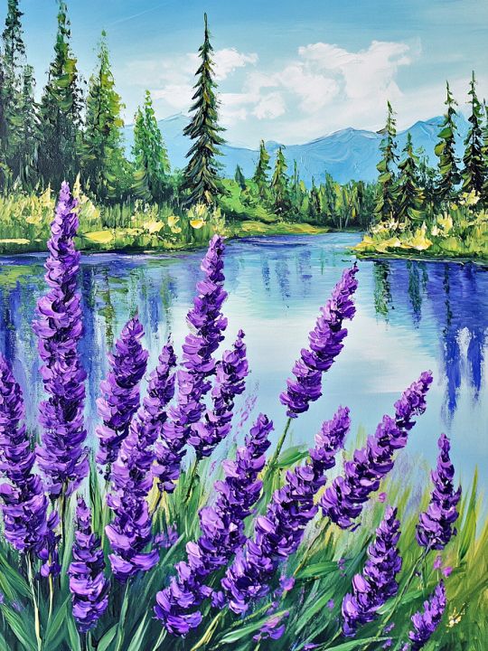 Алмазная мозаика без подрамника «Лесной шалфей» 50x40 см