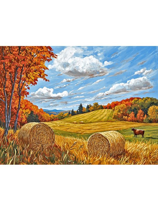 Алмазная мозаика без подрамника «Пшеничное поле» 130x100 см