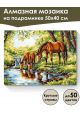 Алмазная мозаика на подрамнике «Лошади у воды» 50x40 см