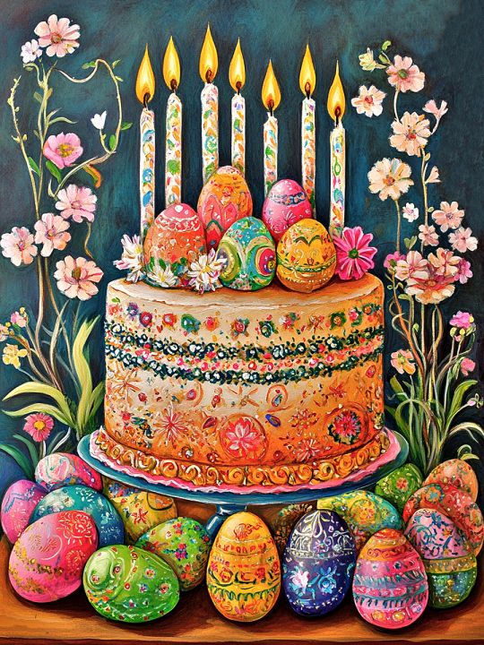 Алмазная мозаика без подрамника «Кулич на пасху» 50x40 см