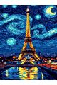 Алмазная мозаика без подрамника «Ночь в Париже» 130x100 см