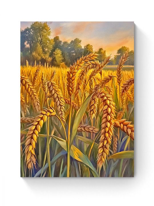 Алмазная мозаика на подрамнике «Колоски пшеницы» 50x40 см, 50 цветов