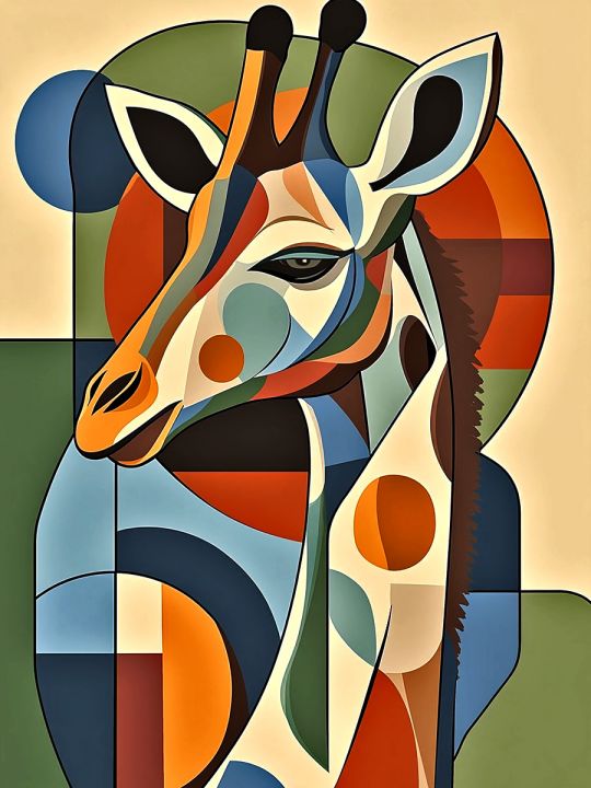 Алмазная мозаика без подрамника «Цветной жираф» 50x40 см