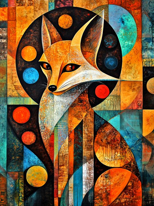 Алмазная мозаика без подрамника «Лиса абстракция» 50x40 см