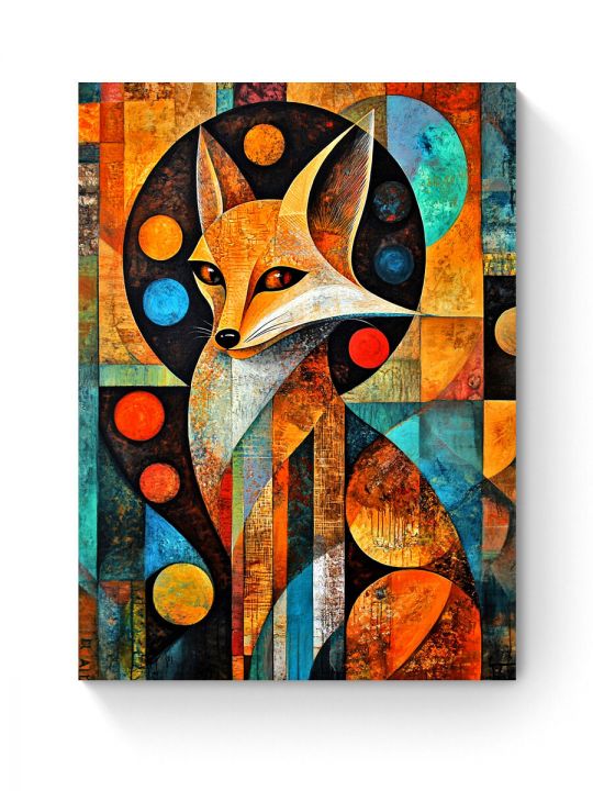 Алмазная мозаика на подрамнике «Лиса абстракция» 40x30 см, 50 цветов