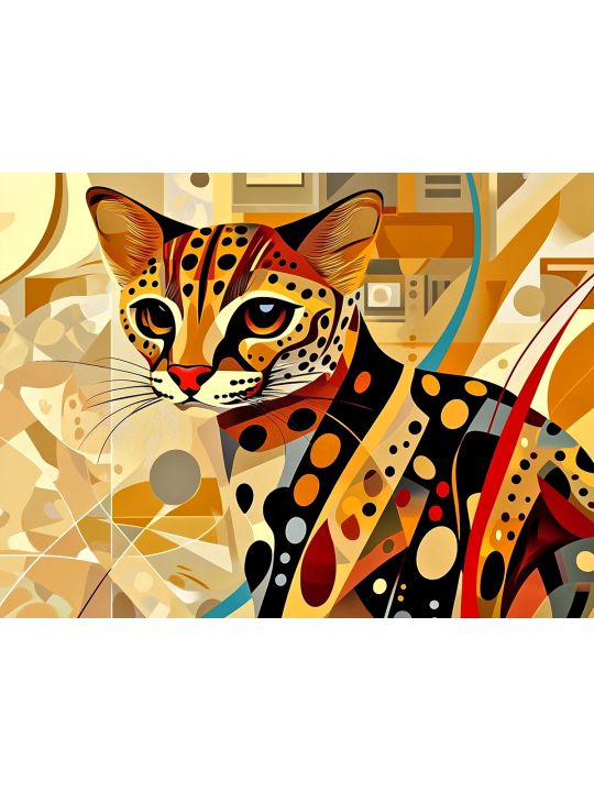 Алмазная мозаика без подрамника «Кот Оцелот» 50x40 см