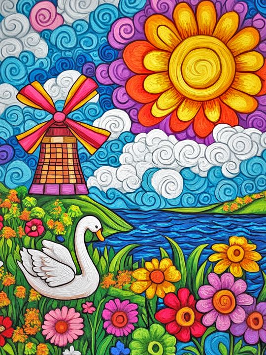 Алмазная мозаика без подрамника «Детский рисунок» 50x40 см