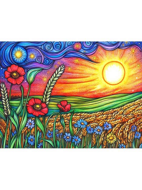 Алмазная мозаика без подрамника «Восход солнца» 50x40 см