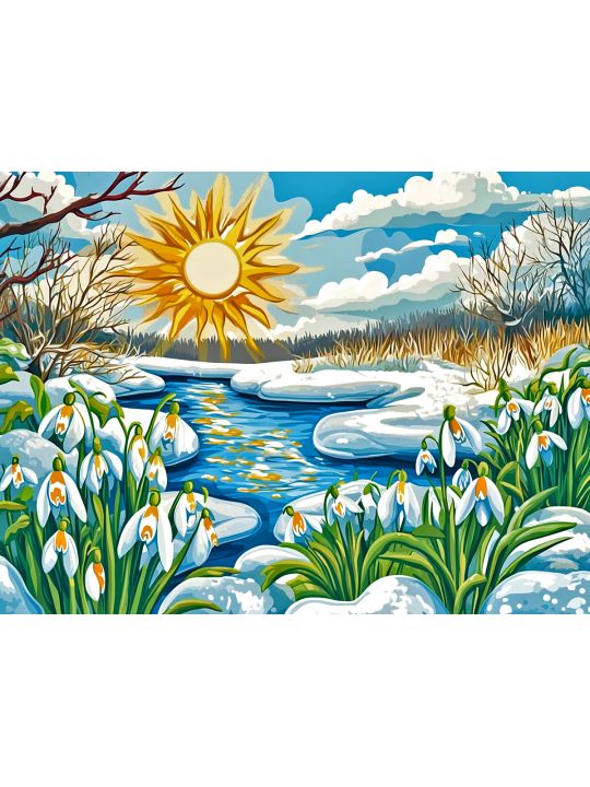 Алмазная мозаика без подрамника «Детская весна» 50x40 см