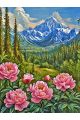 Алмазная мозаика без подрамника «Долина пионов» 130x100 см