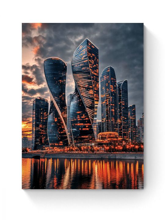 Алмазная мозаика на подрамнике «Ночной город» 40x30 см, 50 цветов