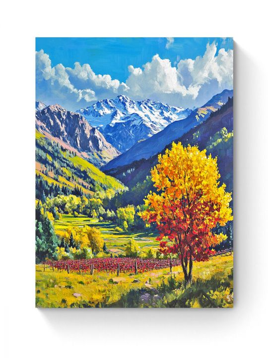 Алмазная мозаика на подрамнике «Горная долина» 50x40 см