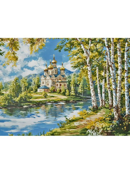 Алмазная мозаика без подрамника «Храм на холме» 50x40 см