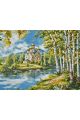 Алмазная мозаика без подрамника «Храм на холме» 50x40 см
